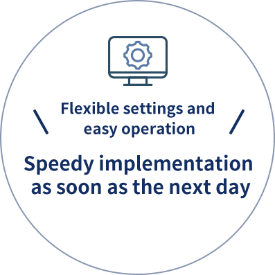 Flexible settings and easy operation Speedy implementation as soon as the next day